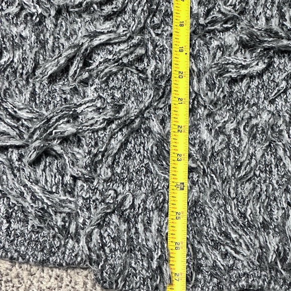 H&M Black, White and Gray Boho Fringe Textured Women's Cardigan Sweater Vest M - Picture 7 of 10